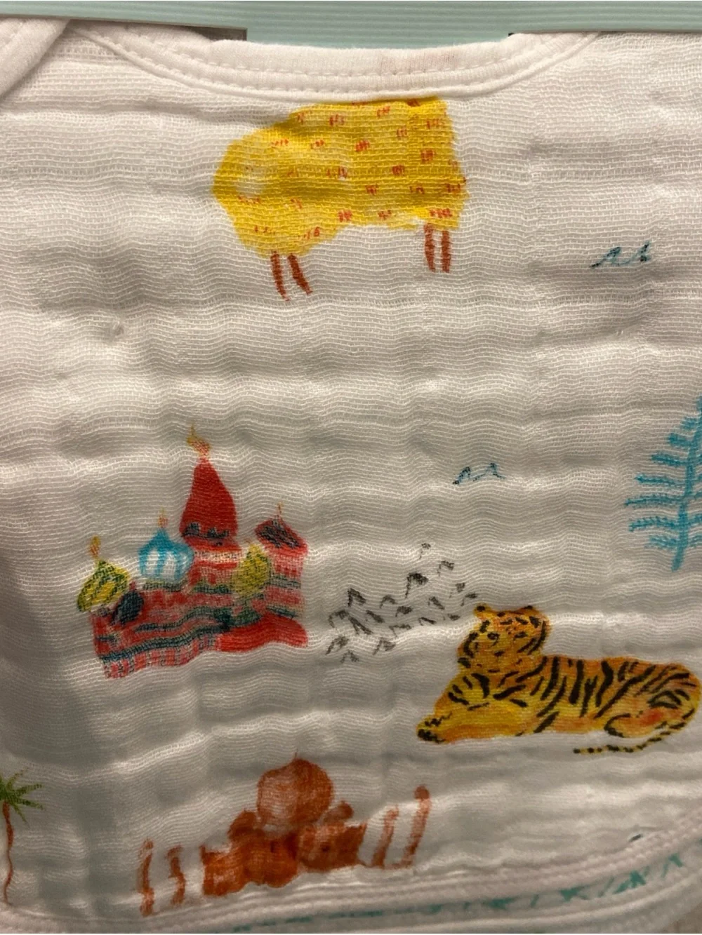 NEW aden + anais Classic Muslin Snap Bibs 3-Pack Around the World pattern baby